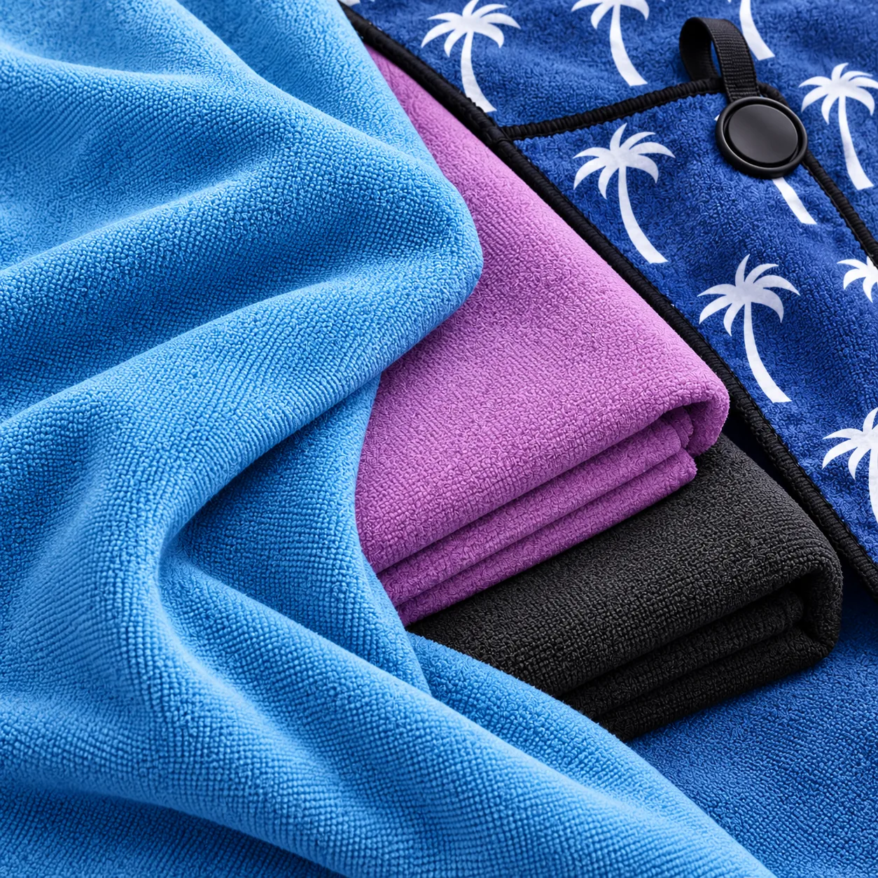 A close-up arrangement of sport and golf towels