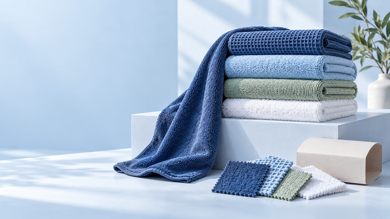 Custom microfiber towels with private-label packaging concept